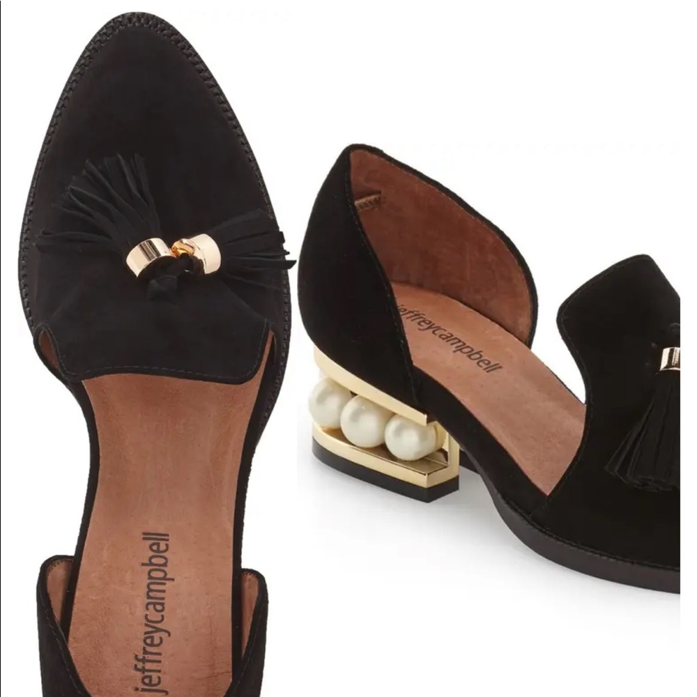 Jeffrey campbell tasseled front / loafers with pearls / women us 6 / deep navy